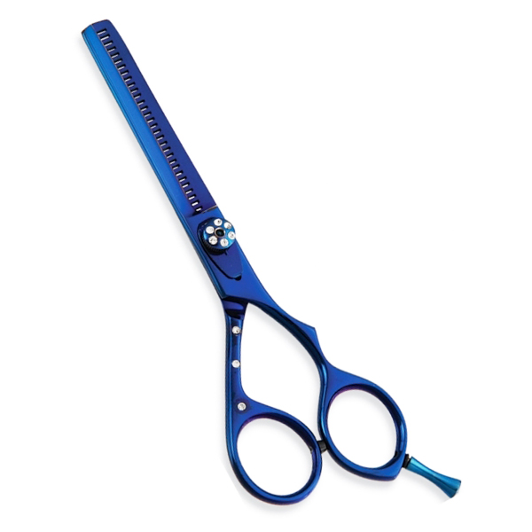 Thinning Scissor. Double Blade Teeth. Plastic Handle. Satin Finish.